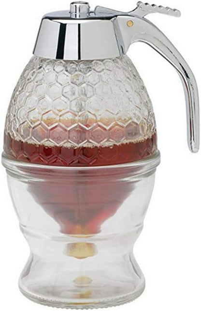 XIYUAN Honey dispenser, syrup dispenser, beautiful honeycomb honey jar, honey jar with stand