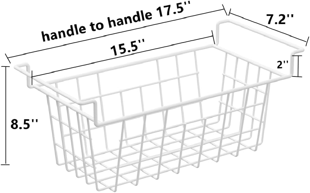 Slideep Wire Storage Baskets, Freezer Baskets Farmhouse Stackable Organizer Storage Bins Large Organizer for Storage, Office, Bathroom, Pantry Organization Storage with Handles 14" Black -Set of 3