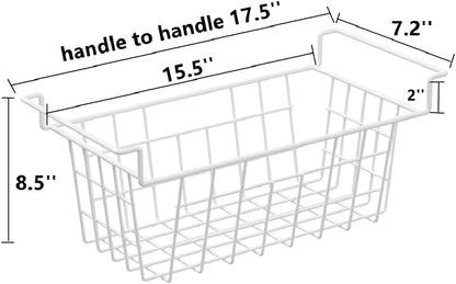 Slideep Wire Storage Baskets, Freezer Baskets Farmhouse Stackable Organizer Storage Bins Large Organizer for Storage, Office, Bathroom, Pantry Organization Storage with Handles 14" Black -Set of 3