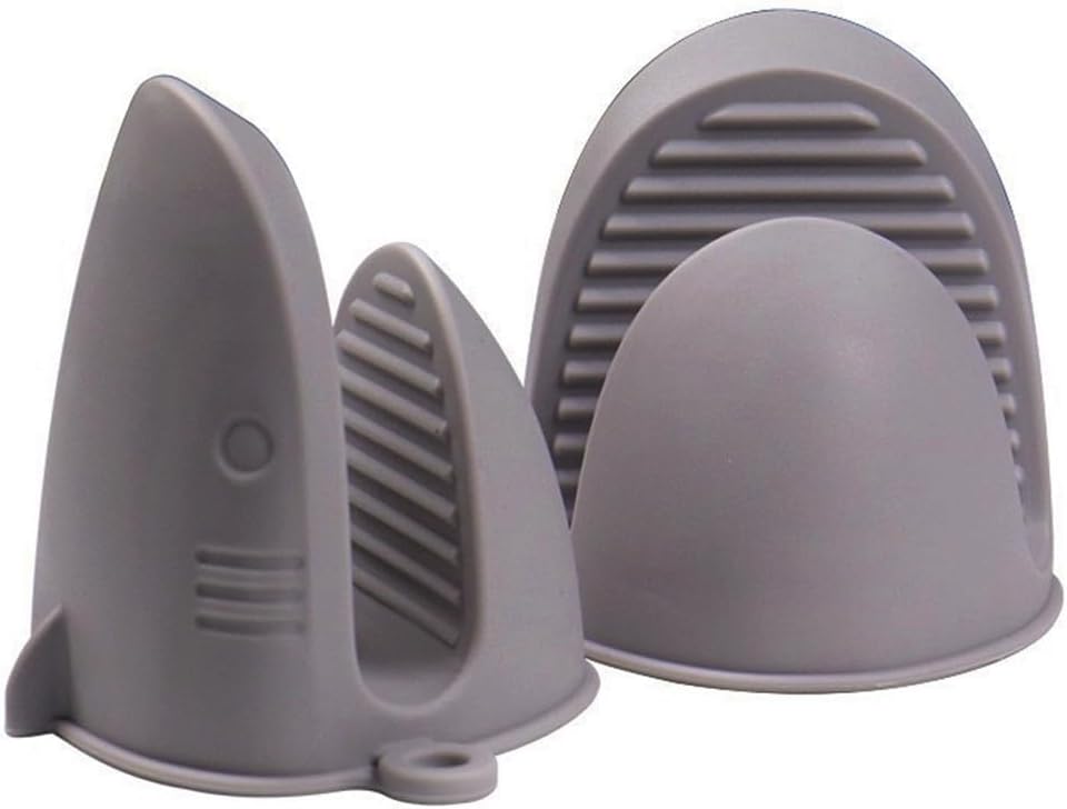 Oven Mitts，Mini Oven Gloves Silicone Heat Resistant Cooking Pinch Mitts Potholder for Air Fryer Kitchen Cooking & Baking (Grey)