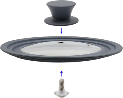 Silicon Glass Lid Fits 6.5", 7", 8" Inner Diameter Pots (Grey)
