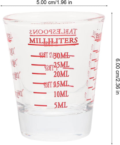 Tofficu Glass Measuring Cups with Scale 30ml Small Marked Coffee and Milk Beaker Set 3 Pieces Household Bakery Supplies for Kitchen Use
