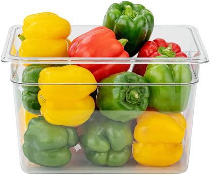 Restaurantware-2.5 Inch Deep Food Pans, 1 1/6 Size Commercial Food Storage Container - Freezable, Break-Resistant, Clear Plastic Cold Pans, Dishwashable, For Kitchens, Restaurants, Or Cafeterias