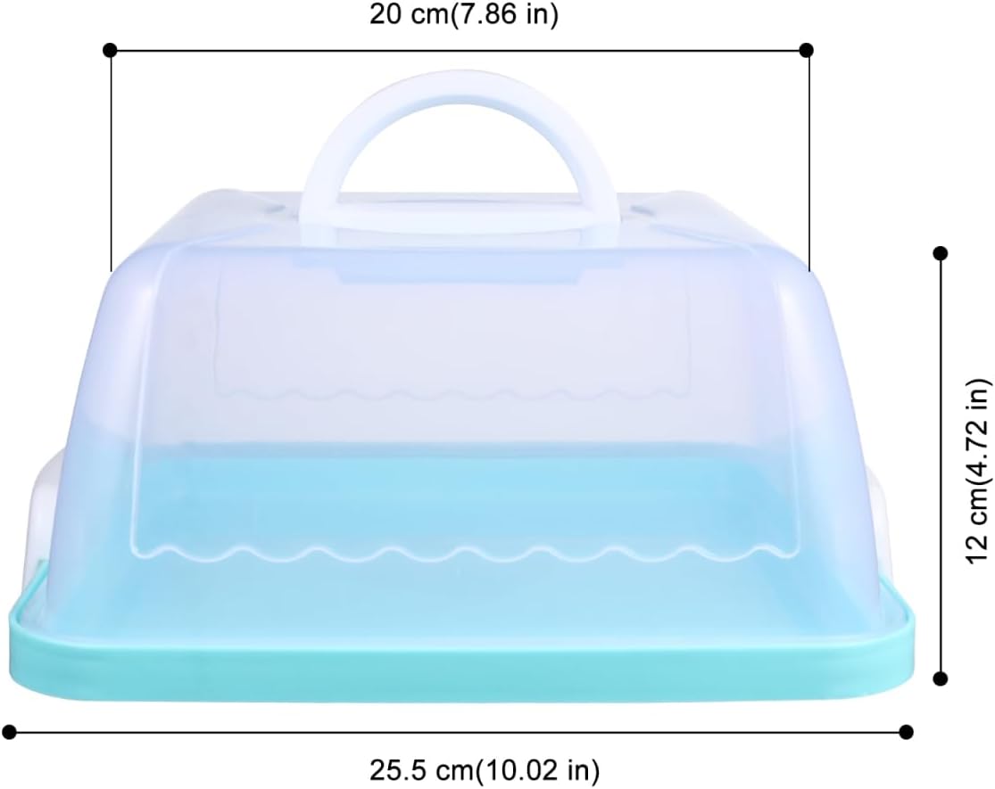 Square Cake Carrier Cover Portable Cake Carrier Cake Storage Box Handle Blue 8 Inch