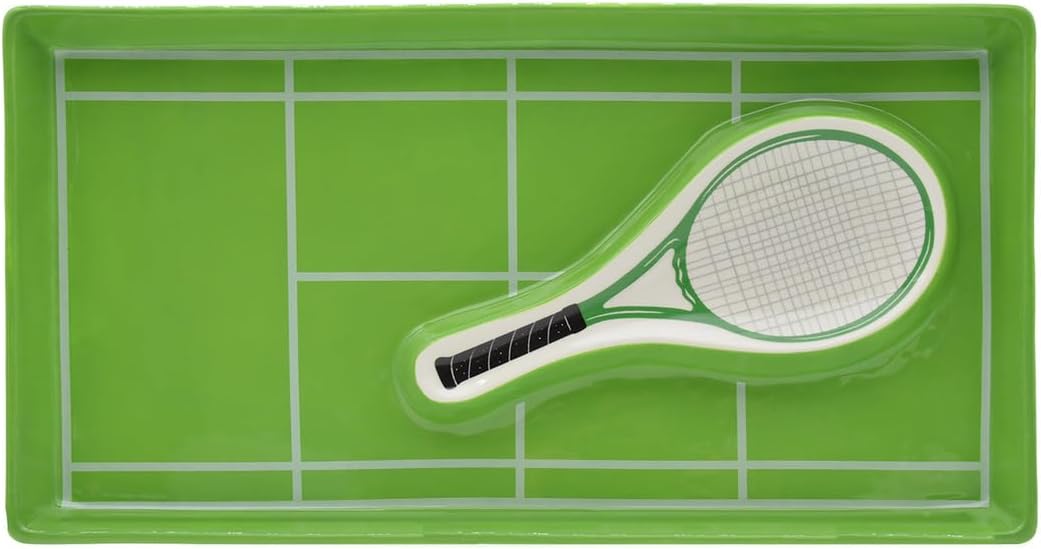 Godinger Chips n Dip Tennis Court Tray, Chips n Dip Plate Chip & Dip Set Snack Platter, Snack Tray – Ideal Gift for Sports Lovers, Home Entertaining & Game Viewing Parties