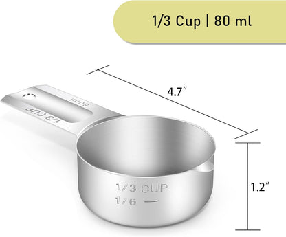 1PCS 3/4Cup (180ml, 6oz) Single Measuring Cup, Stainless Steel Measure Scoop, Metric and US Measurement, Dishwasher Safe
