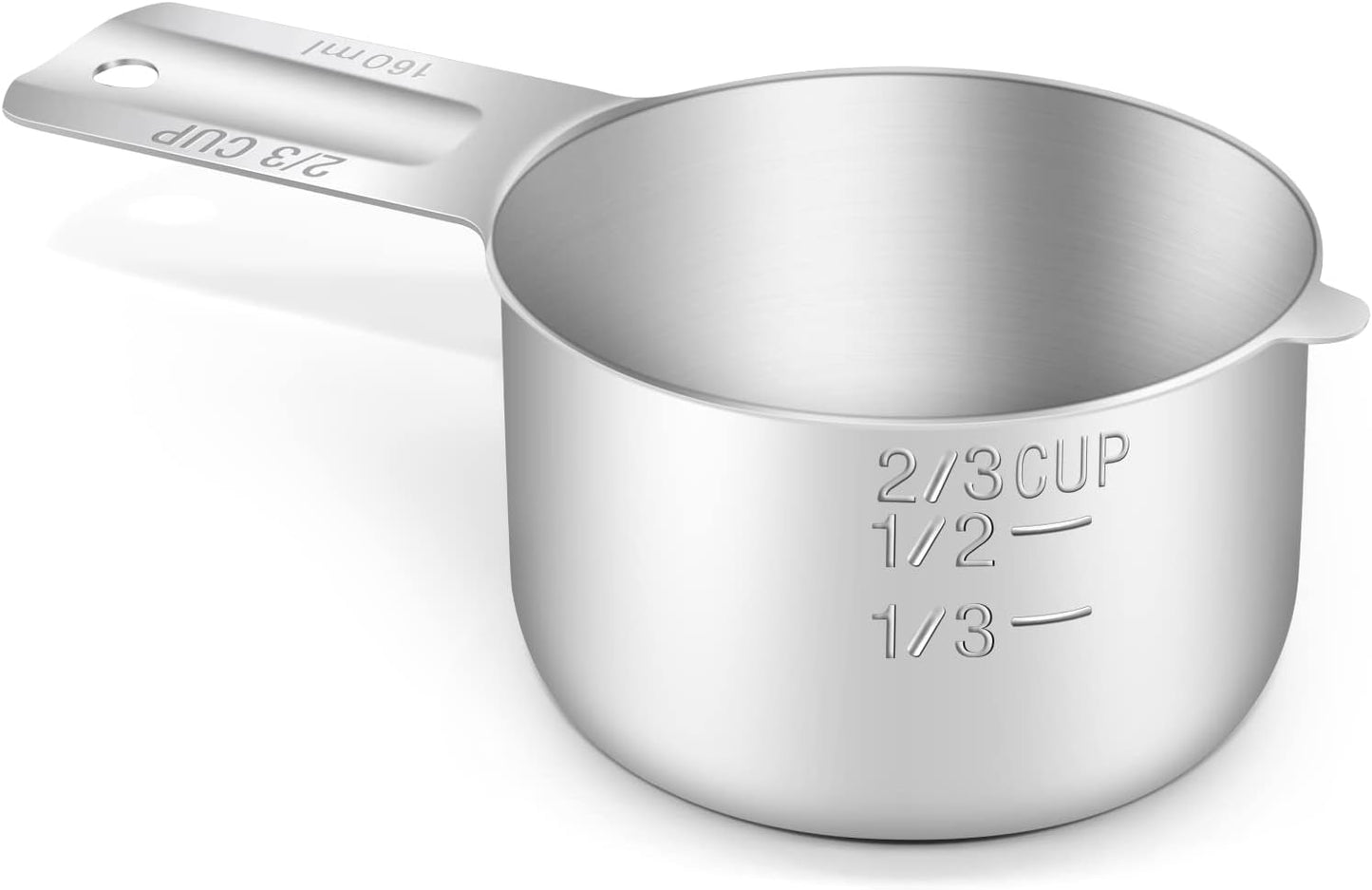 1PCS 3/4Cup (180ml, 6oz) Single Measuring Cup, Stainless Steel Measure Scoop, Metric and US Measurement, Dishwasher Safe