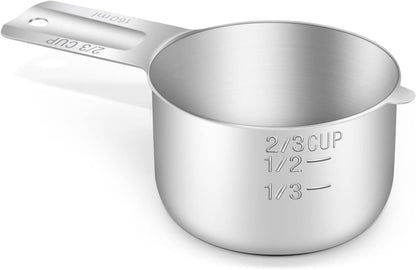 1PCS 3/4Cup (180ml, 6oz) Single Measuring Cup, Stainless Steel Measure Scoop, Metric and US Measurement, Dishwasher Safe
