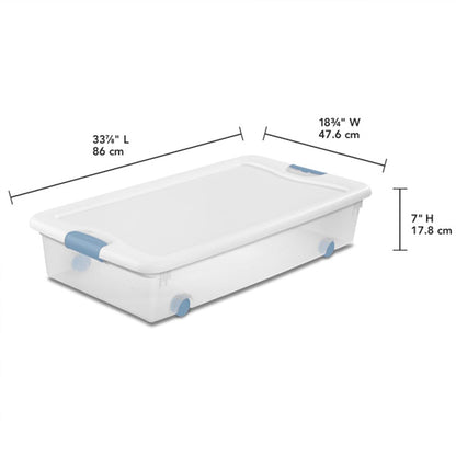 Sterilite 6-Pack Latching Box, Under Bed Storage Bins with Lids, Clear Plastic, 25 Quart - Heavy-Duty Organizing Containers for Closet, Bathroom, and Office