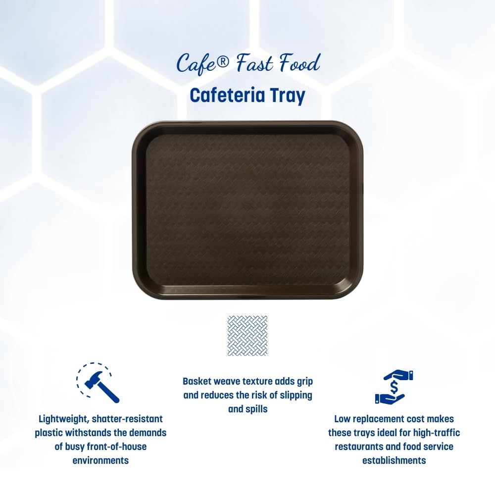 Carlisle FoodService Products CT101403 Cafe Standard Plastic Cafeteria/Fast Food Tray, NSF Certified, BPA Free, 14" Length x 10" Width, Black