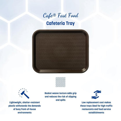 Carlisle FoodService Products CT101403 Cafe Standard Plastic Cafeteria/Fast Food Tray, NSF Certified, BPA Free, 14" Length x 10" Width, Black