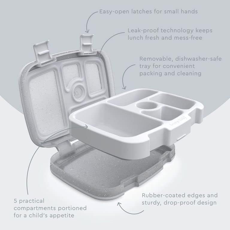 Bentgo Kids Bento-Style 5-Compartment Leak-Proof Lunch Box - Ideal Portion Sizes for Ages 3 to 7 - Durable, Drop-Proof, Dishwasher Safe, PFAS & BPA-Free & Made with Food-Safe Materials (Purple)