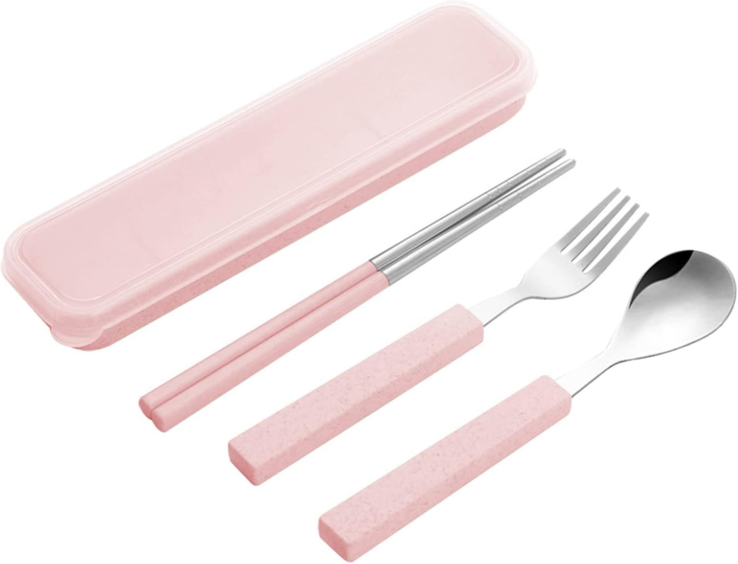 VANRA 3-Piece Children Utensils Set 18/10 Stainless Steel Child Flatware Set Silverware Knife Spoon Fork Set with Travel Case for Kids Lunch Box