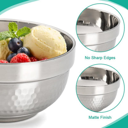ZENFUN 6 Pack 18/8 Stainless Steel Bowls, 17 Oz Soup Bowl Double-walled Insulated Bowls, 5 Inch Snack Cereal Bowl for Rice, Fruit, Salad Ice cream, Food-grade