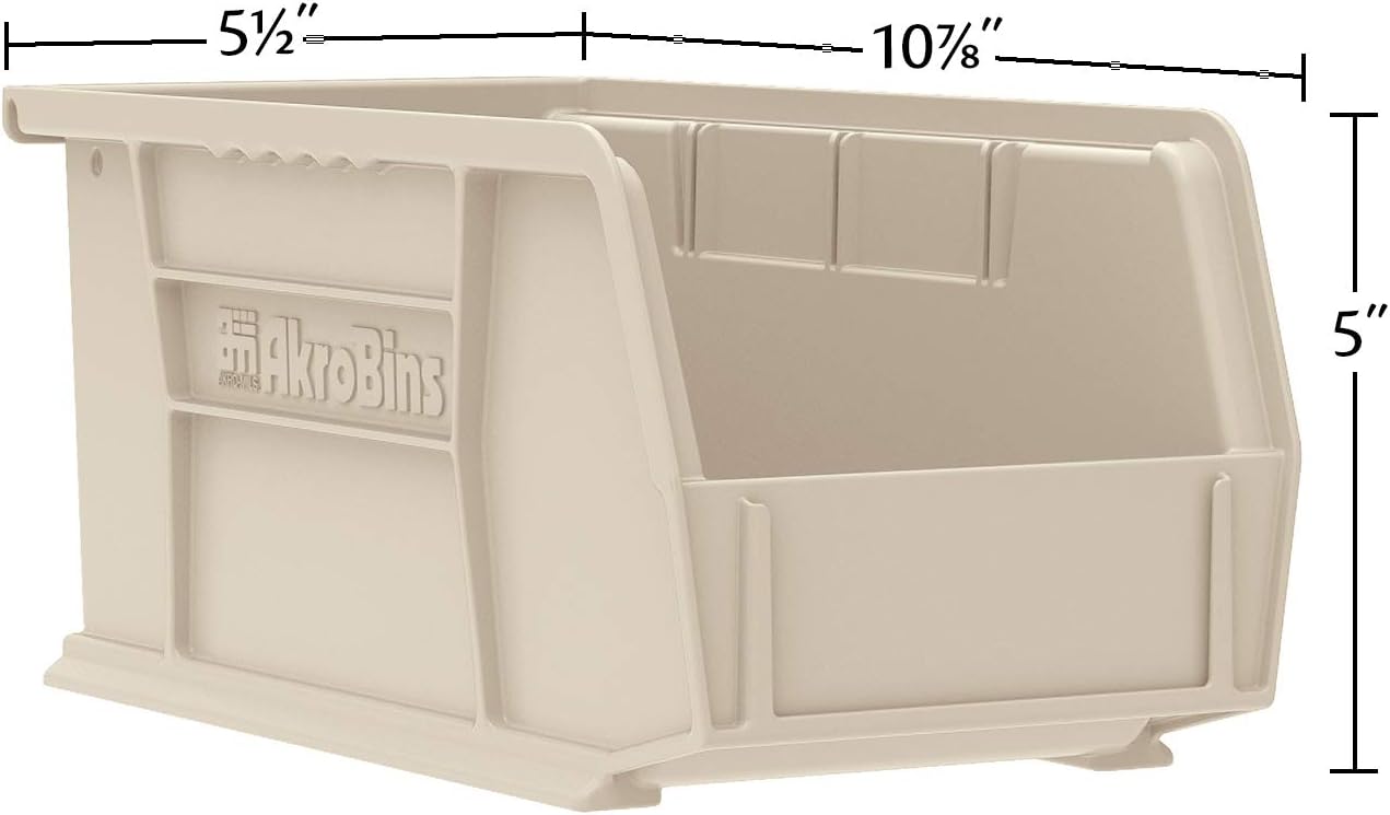 Akro-Mils 30230 AkroBins Plastic Storage Bins, Space-Saving Stackable Bins for Garage, Pantry, Craft Organization, 10.5 "L x 5.5 "W x 5"H, Blue, 12-Pack
