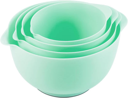 BoxedHome 4.5 Quart Large Plastic Mixing Bowls, Microwave Safe Mixing Bowl Set with Pour Spout, Nesting Bowls for Space Saving Storage(Violet Blue)