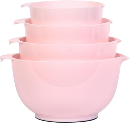 BoxedHome 4.5 Quart Large Plastic Mixing Bowls, Microwave Safe Mixing Bowl Set with Pour Spout, Nesting Bowls for Space Saving Storage(Violet Blue)