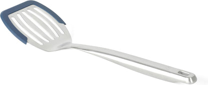 Calphalon Slotted Turner, Kitchen Flipping Spatula, Slotted Spatula, Stainless Steel Turner with Silicone Heat Resistance Handle, Nonstick-Safe Spatula for Draining and Flipping (Navy)