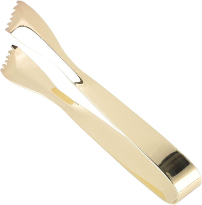 Ice Tongs, Gold Tongs for Serving Food, Stainless Steel Serving Tong Sugar Cubes Tongs, Ice Cube Tong for Camping Barbecue Salad Desserts Frying Party Coffee Bar