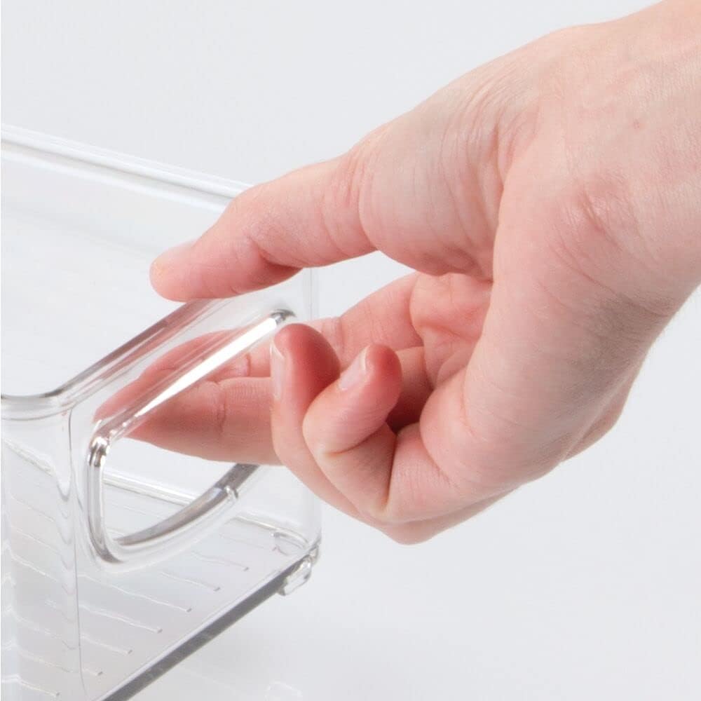 mDesign Plastic Bathroom Storage Container Bins w/ Handles - Closet, Cabinet, Vanity, Cupboard Shelf Organization, Hair Tools Accessory Organizer - Ligne Collection; Clear, ‎5x3.75x16 (Pack of 8)