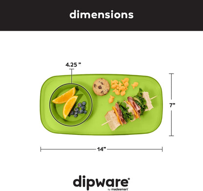 madesmart dipware Small Serving Plate, Stackable & Removable Dip Bowl for Salsa, Queso, Salad, Olives, Dishwasher & Microwave Safe, Multipurpose Plate & Bowl, Blue