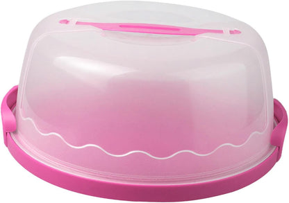 MagiDeal Cake Carrier,Cake Keeper Stand,Fits 10 inch Cake,Holds Pies,Round Cupcake Storage,with Lid and Handle,Cake Storage Container, green, 28.7cmx13cm