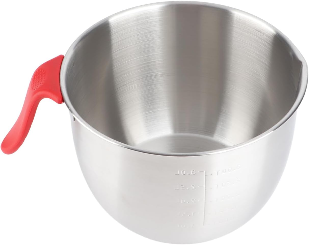 Stainless Steel Mixing Bowl, Non Slip Mixing Bowls with Handle and Pour Spout for Kitchen Egg Whisking Salad Serving Baking Cooking (3600ML)