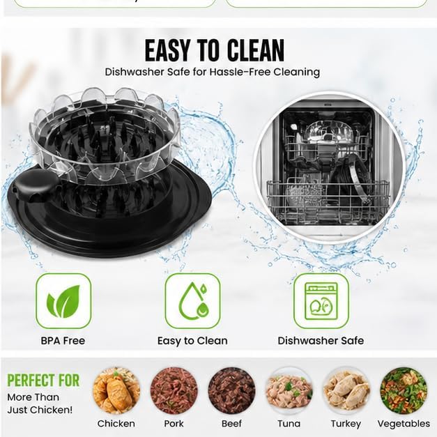 Chicken Shredder Tool Twist – Large Meat Shredder with Silicone Tongs & Non-Slip Mat Included | BPA Free, Dishwasher Safe, Ergonomic Handle | Shreds Chicken, Pork & Beef in Seconds (Black)
