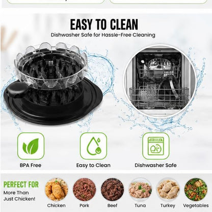 Chicken Shredder Tool Twist – Large Meat Shredder with Silicone Tongs & Non-Slip Mat Included | BPA Free, Dishwasher Safe, Ergonomic Handle | Shreds Chicken, Pork & Beef in Seconds (Black)