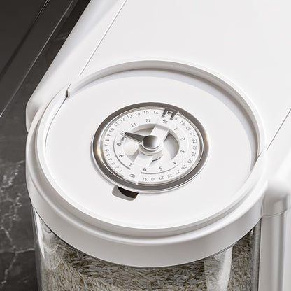 12 Lbs Rice Container with Measuring Cup, Upgraded Built-in Fresh Box, Cereal Dispenser Storage with Lids for Home Kitchen Pantry Rice Soybean Corn And large grain grains-White
