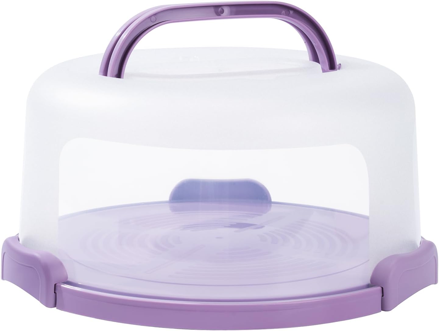 10in Plastic Cake Carrier with Handle, Round Cake Holder with Lid Pink Cake Container for 6in/8in/10in Cake(purple)