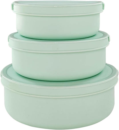 Silicone Food Storage Containers Bowl, Set of 3 Reusable Silicone Bento Lunch Box Containers with Lids (17oz, 25oz, 42oz) Dishwasher, Microwave and Freezer Safe (Bright Yellow)