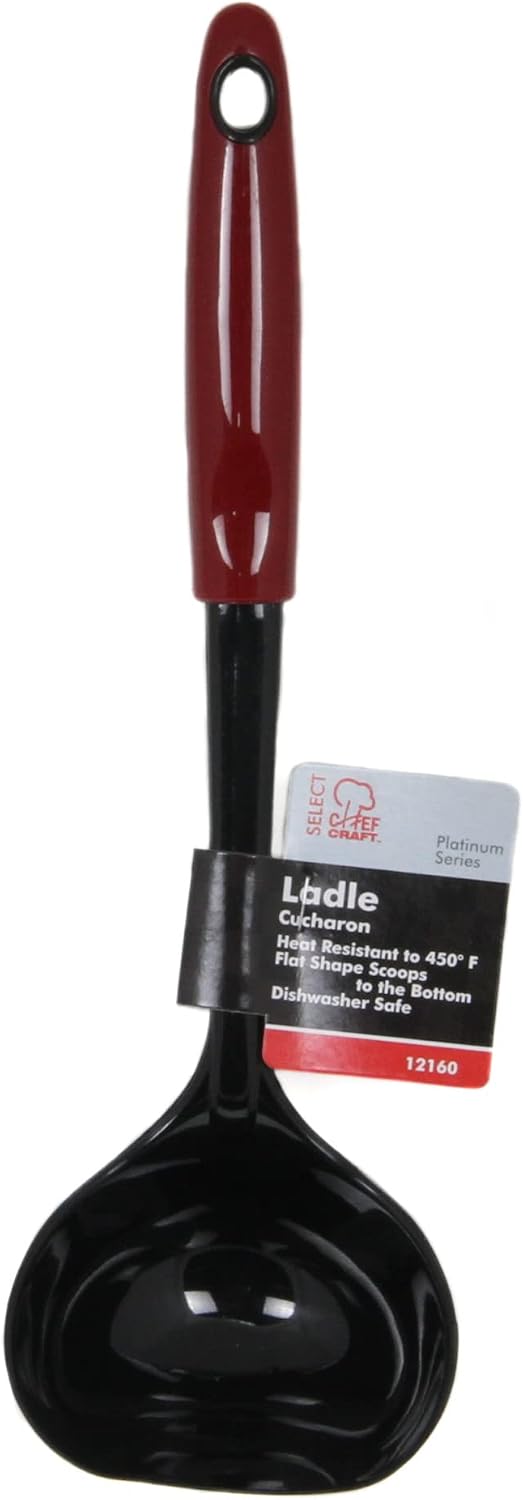 Chef Craft Select Nylon Soup Cooking Ladle, 12 inches, Red