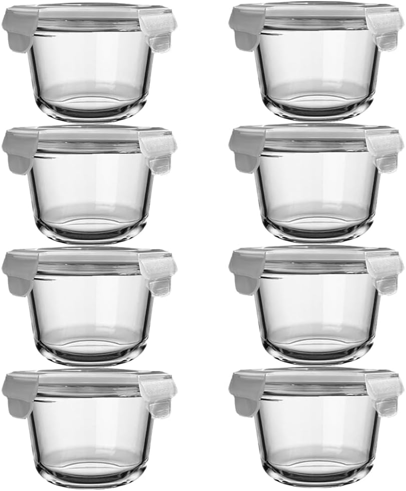 H.JSS WDJS 3Cup Round Glass Food Storage Containers with Airtight lids, 23oz Glass Meal Prep Containers, Heat-Resistant BPA-Free for Soup Leftover, Microwave, Dishwasher and Fridge Safe (white-4Pack)