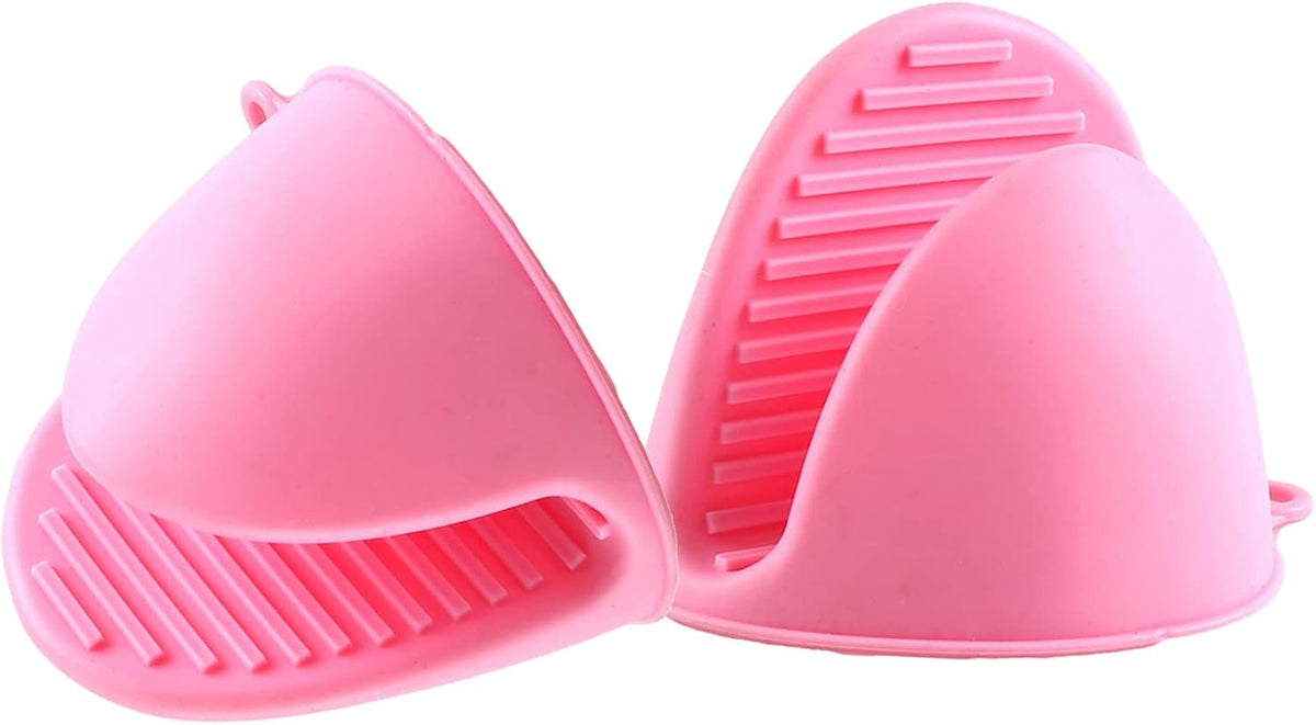 2 Pairs Mini Oven Gloves Silicone Oven Mitts Black and Grey