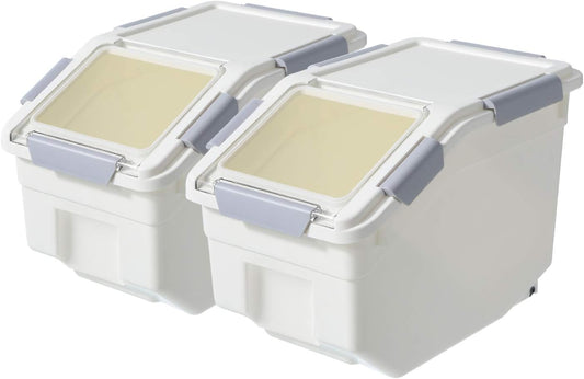 LISM 2 Pack Dog Food Storage Container with Scoop,Large Airtight Pet Dog Food Bin,Container for Dog Treats Rice,Dog Cat Dry Food Bin,Baking Supplies,Flour,Rice,Kitchen Pantry Cereal(25 LB)