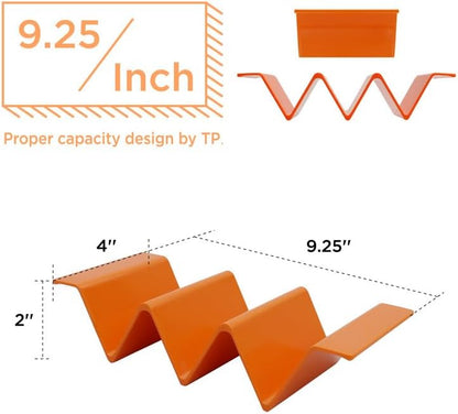 TP Taco Holder Stands, Set of 2 Melamine Large Taco Serving Rack Tray with Handle, Holds 3 Tacos, Dishwasher Safe, Ideal for Taco Night, Party, Home, Fiesta, Talavera Tile