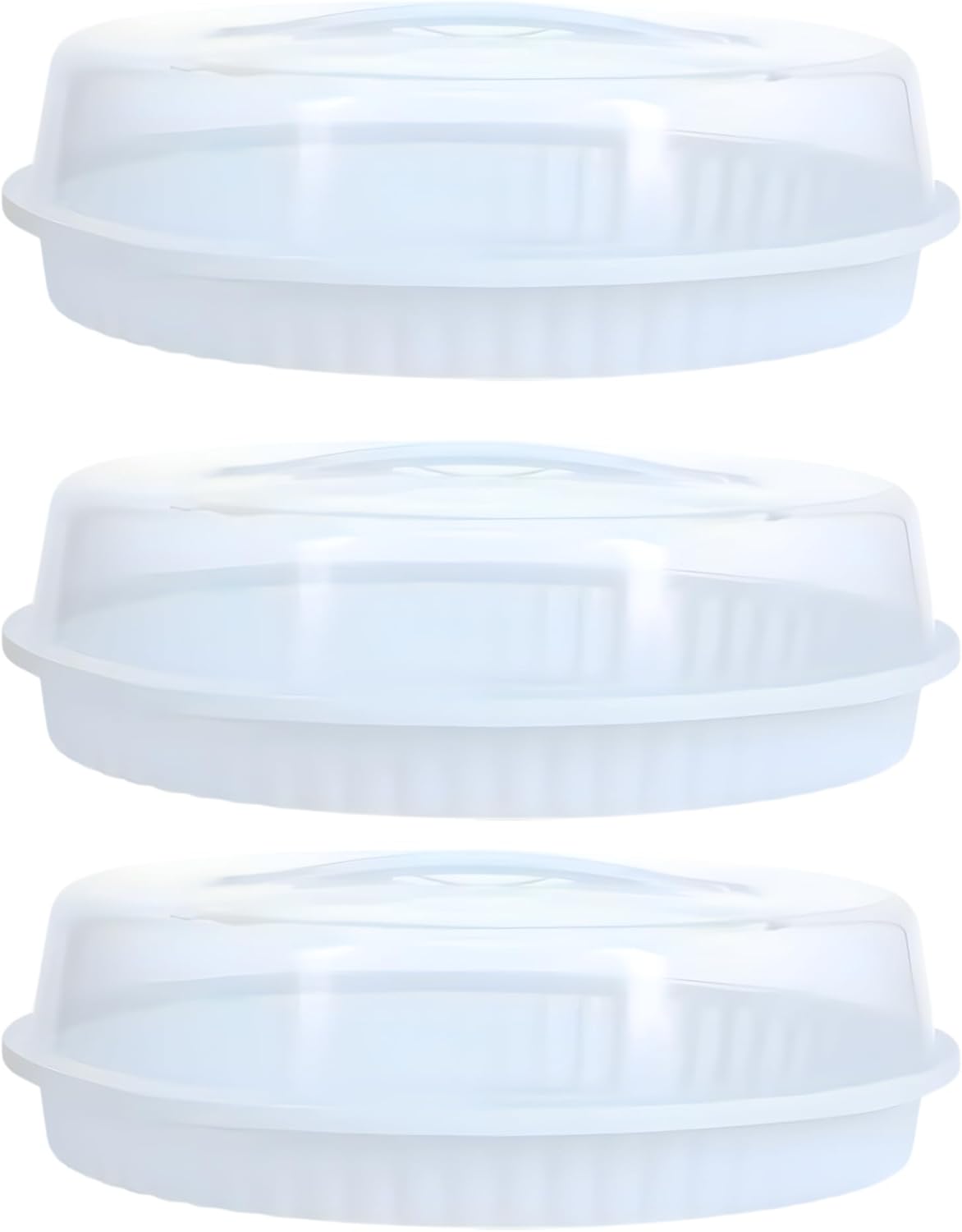 3-Pack Reusable Pie Containers w/Lids 10in x 3in. BPA-Free Plastic Dessert Carriers Storage Transport Party Server Freezer Safe Round Container Pies Quiches Cheesecakes Holiday Gift