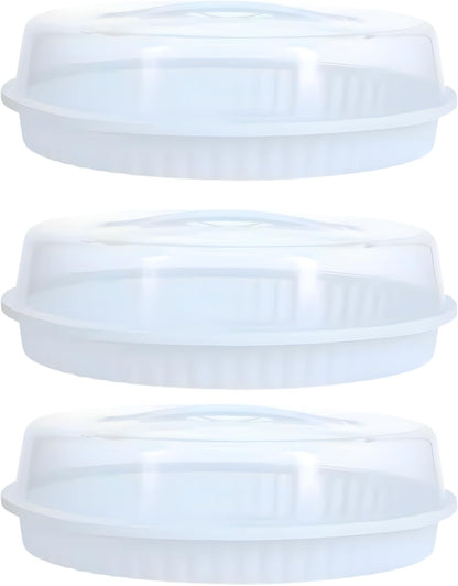 3-Pack Reusable Pie Containers w/Lids 10in x 3in. BPA-Free Plastic Dessert Carriers Storage Transport Party Server Freezer Safe Round Container Pies Quiches Cheesecakes Holiday Gift