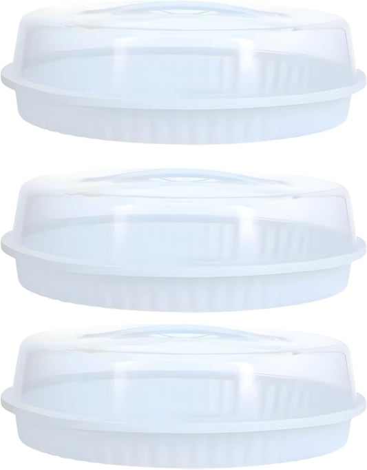 3-Pack Reusable Pie Containers w/Lids 10in x 3in. BPA-Free Plastic Dessert Carriers Storage Transport Party Server Freezer Safe Round Container Pies Quiches Cheesecakes Holiday Gift