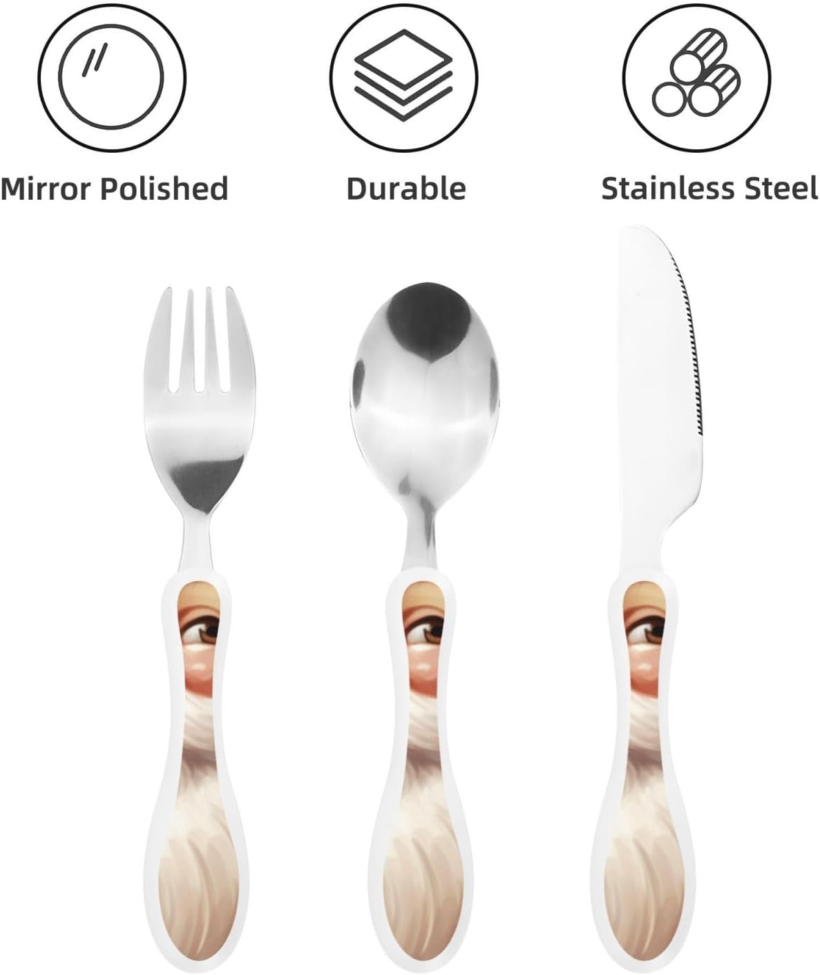3-Piece Kids Silverware Set With Storage Case, Stainless Steel Reusable Children Safe Knife Spoon Fork Set Leaves Floral On Rustic Wood Children Flatware Set For Kids Lunch Box