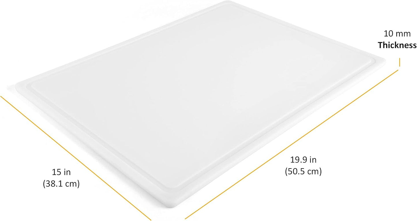FARBERWARE Large Cutting Board, Dishwasher- Safe Plastic Chopping Board for Kitchen with Easy Grip Handle, 11in by 14in, White