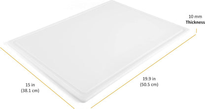 FARBERWARE Large Cutting Board, Dishwasher- Safe Plastic Chopping Board for Kitchen with Easy Grip Handle, 11in by 14in, White