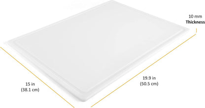FARBERWARE Large Cutting Board, Dishwasher- Safe Plastic Chopping Board for Kitchen with Easy Grip Handle, 11in by 14in, White