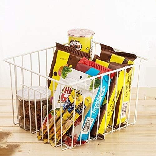 Slideep Wire Baskets Farmhouse Freezer Organizer Storage Bin Basket with Handles, Food Storage for Kitchen Cabinets, Pantry, Closet, Bedroom, Bathroom, Office 3 Pack