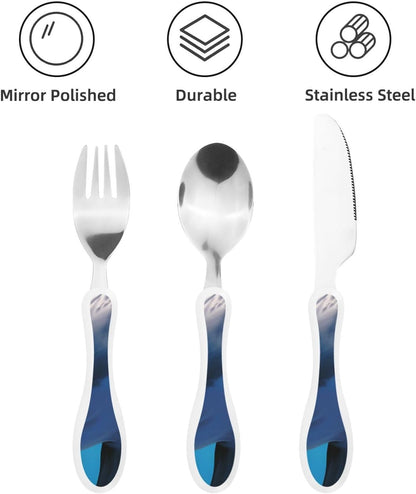3-Piece Kids Silverware Set With Storage Case, Stainless Steel Reusable Children Safe Knife Spoon Fork Set Dragonfly Insects Flowers Children Flatware Set For Kids Lunch Box