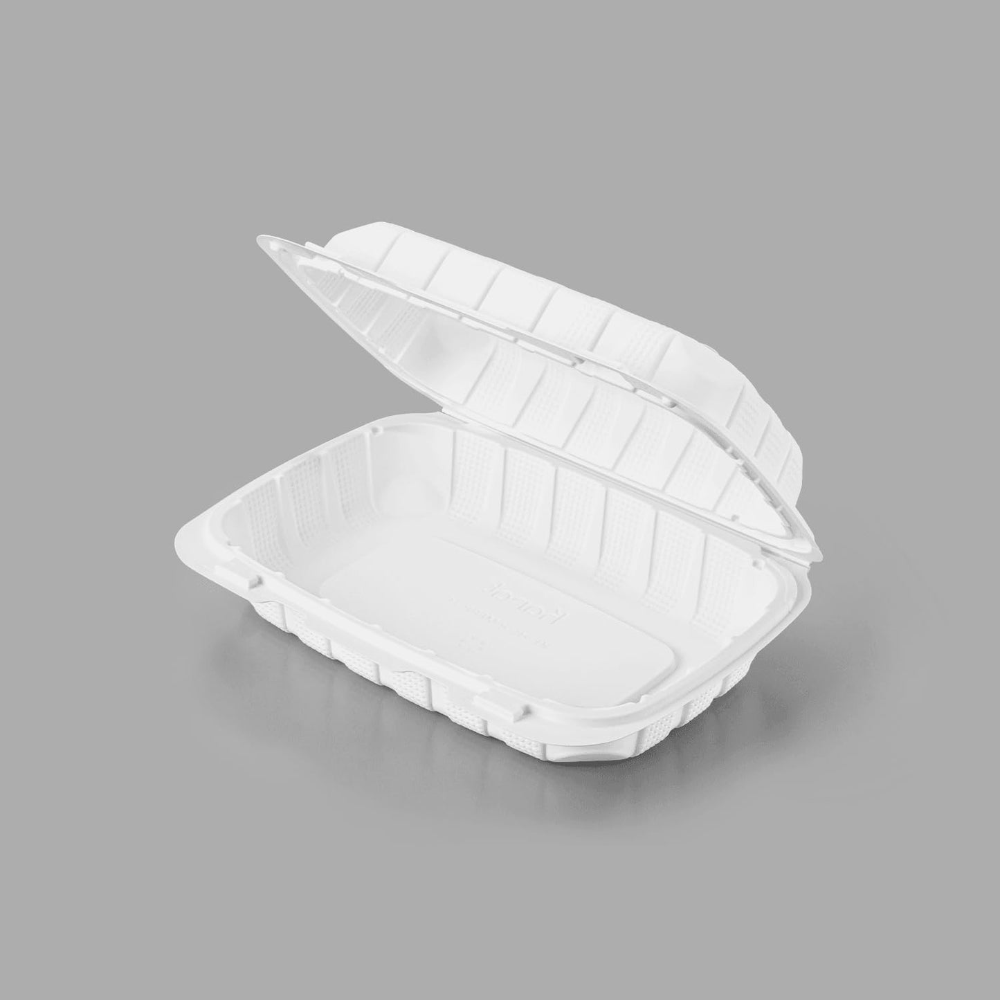 KARAT EARTH Clamshell Take Out Food Containers [8"x8" - 200 ct] To Go Containers | 3 Compartment, Soak-Resistant, Durable, Stackable | Vented for Hot/Cold Foods, White