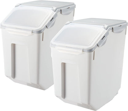 HANAMYA 10 Liter / 20 lbs Rice Storage Container with Measuring Cup, BPA free, For Rice | Grain | Pet Food | Flour, 2 counts, Clear