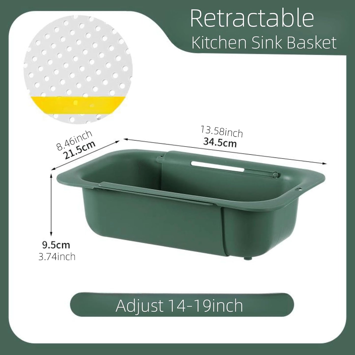 Extendable Over the Sink Colander Strainer Basket, Plastic Retractable Kitchen Sink Basket - Wash Vegetables, Fruits, Drain Pasta and Dry Dishes L (black XL)