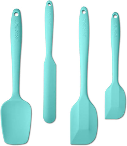 4 Piece Silicone Spatula Set, Flexible Heat Resistant Non-scratch Baking Cooking Rubber Spatulas with Stainless Steel Core, Black
